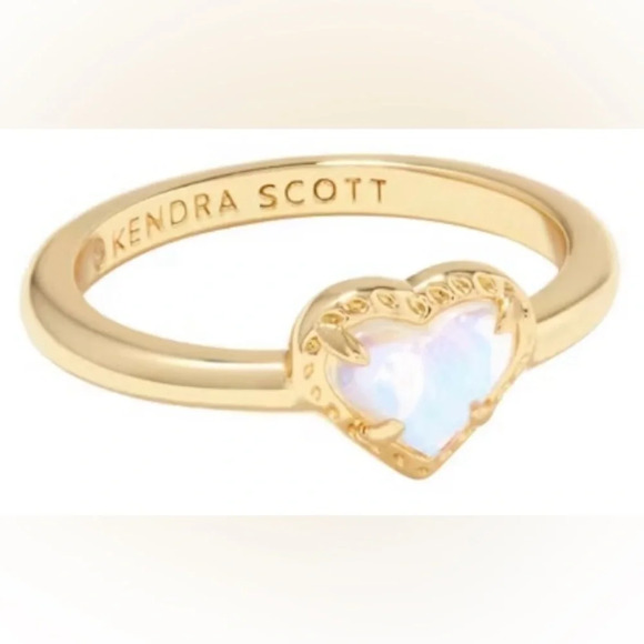 KENDRA SCOTT Anna Heart-Shaped Iridescent Dichroic Glass Stone Ring Sz 8 NEW NWT - Picture 2 of 10
